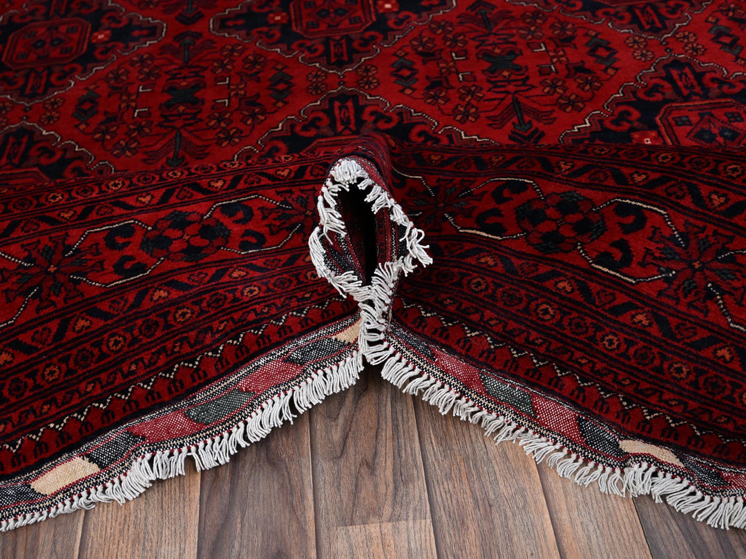 6'7" x 9'7" New Hand Knotted Red Wool Rectangle Oriental Rug - MOA1022505