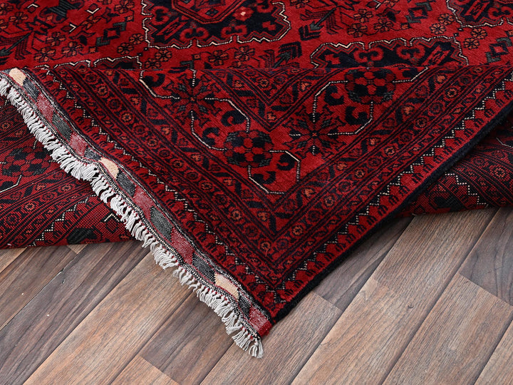 6'7" x 9'7" New Hand Knotted Red Wool Rectangle Oriental Rug - MOA1022505