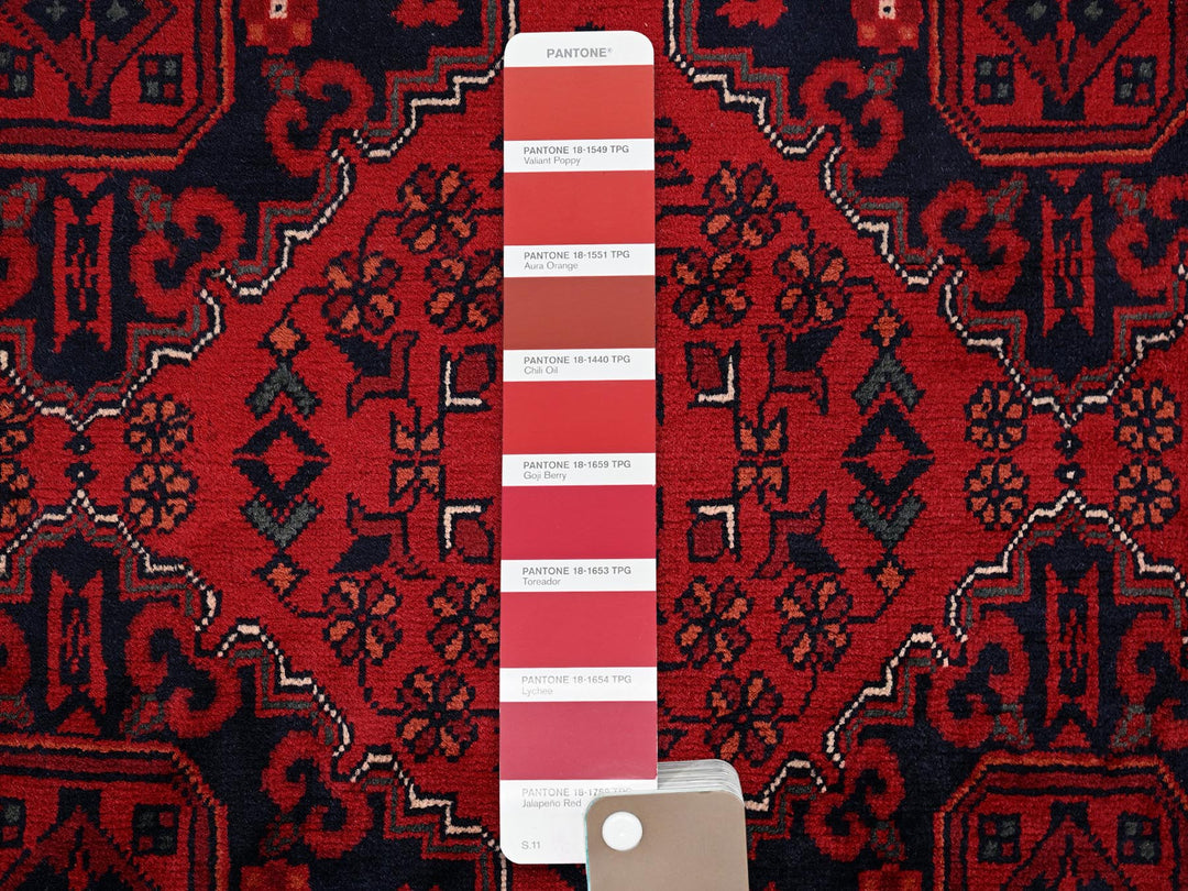 6'7" x 9'7" New Hand Knotted Red Wool Rectangle Oriental Rug - MOA1022505
