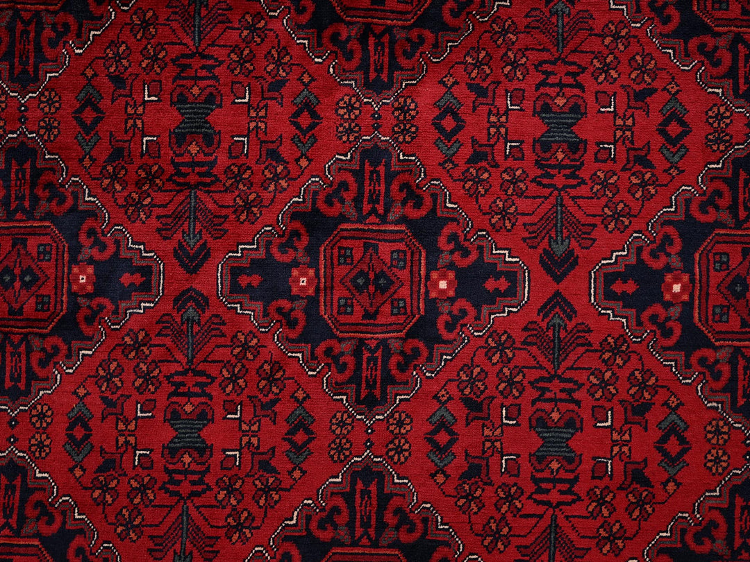 6'7" x 9'7" New Hand Knotted Red Wool Rectangle Oriental Rug - MOA1022505