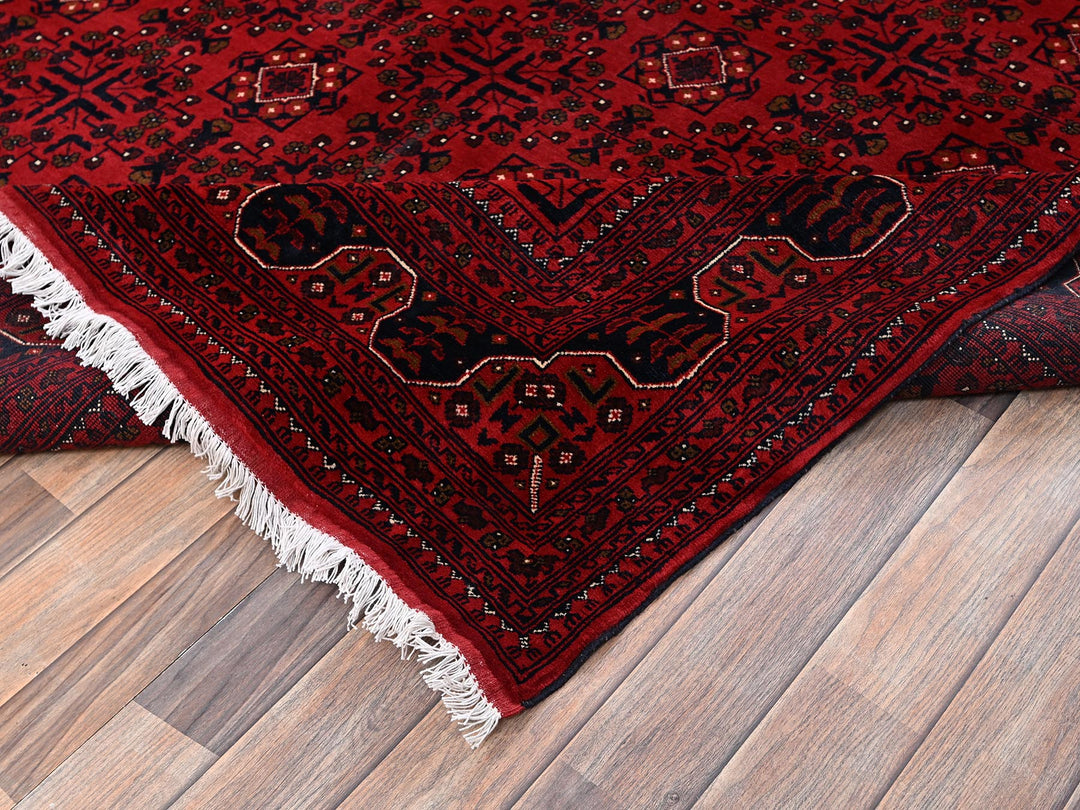 6'7" x 9'7" New Hand Knotted Red Wool Rectangle Oriental Rug - MOA1022506