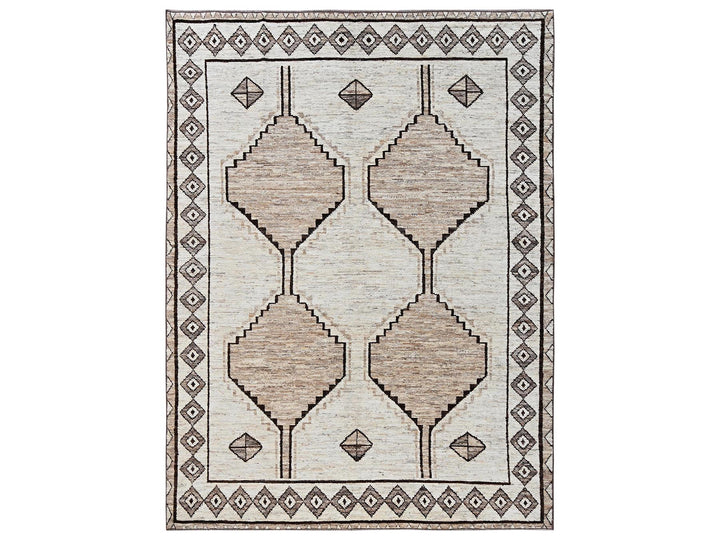 9'2" x 12'3" New Hand Knotted Ivory Wool Rectangle Oriental Rug - MOA1022508