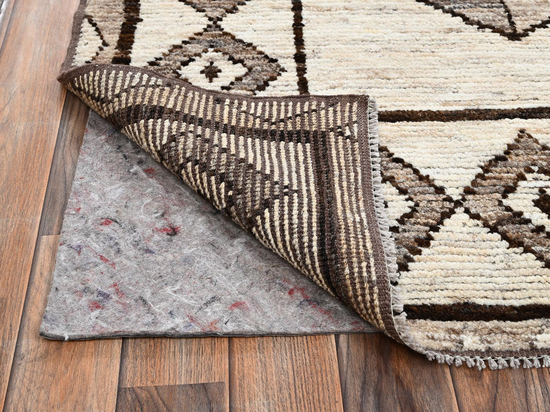 9'2" x 12'3" New Hand Knotted Ivory Wool Rectangle Oriental Rug - MOA1022508