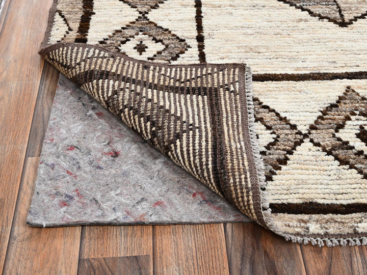 9'2" x 12'3" New Hand Knotted Ivory Wool Rectangle Oriental Rug - MOA1022508