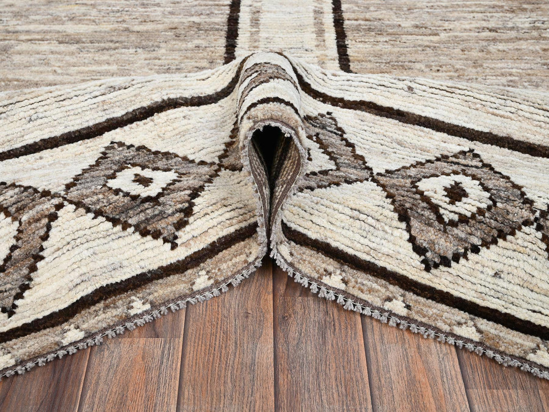9'2" x 12'3" New Hand Knotted Ivory Wool Rectangle Oriental Rug - MOA1022508
