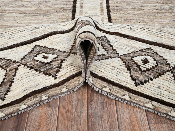 9'2" x 12'3" New Hand Knotted Ivory Wool Rectangle Oriental Rug - MOA1022508
