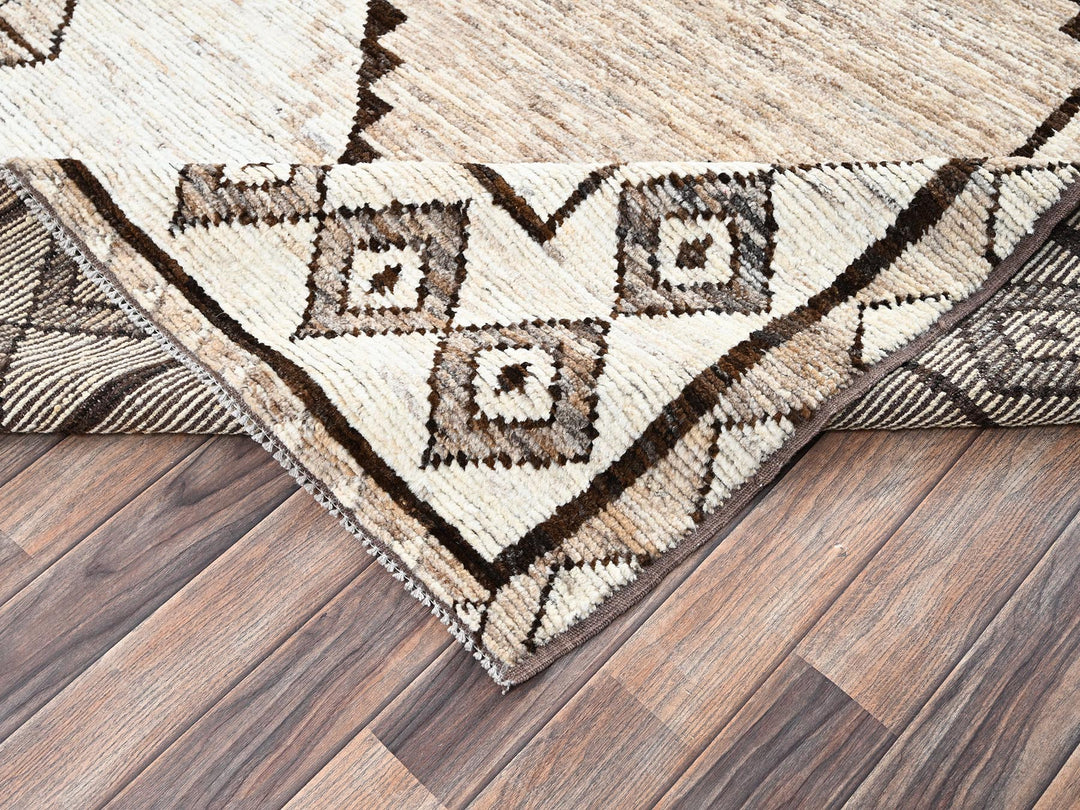 9'2" x 12'3" New Hand Knotted Ivory Wool Rectangle Oriental Rug - MOA1022508