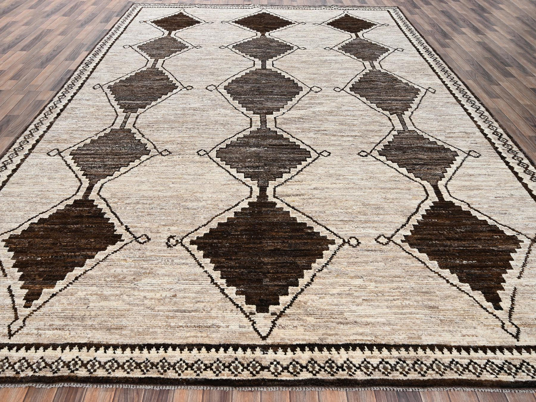 10'4" x 14'2" New Hand Knotted Brown Wool Rectangle Oriental Rug - MOA1022515