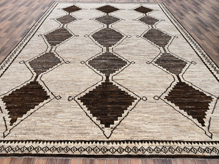 10'4" x 14'2" New Hand Knotted Brown Wool Rectangle Oriental Rug - MOA1022515