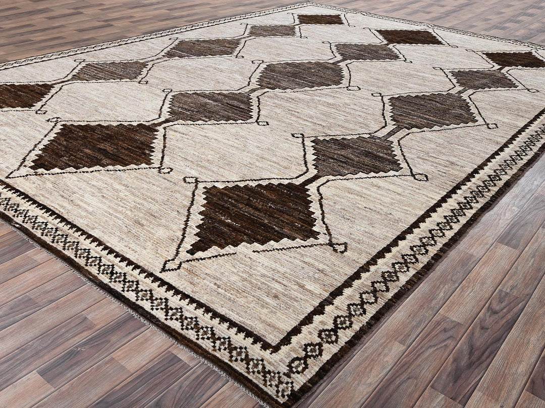 10'4" x 14'2" New Hand Knotted Brown Wool Rectangle Oriental Rug - MOA1022515