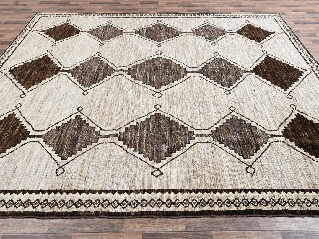 10'4" x 14'2" New Hand Knotted Brown Wool Rectangle Oriental Rug - MOA1022515