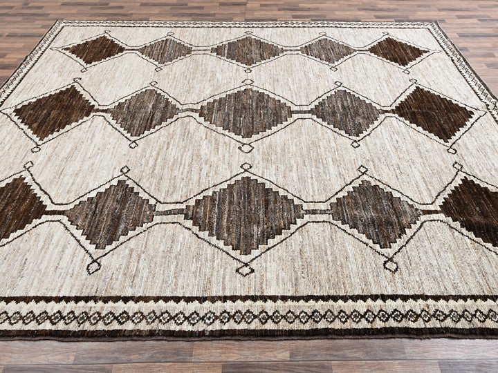 10'4" x 14'2" New Hand Knotted Brown Wool Rectangle Oriental Rug - MOA1022515