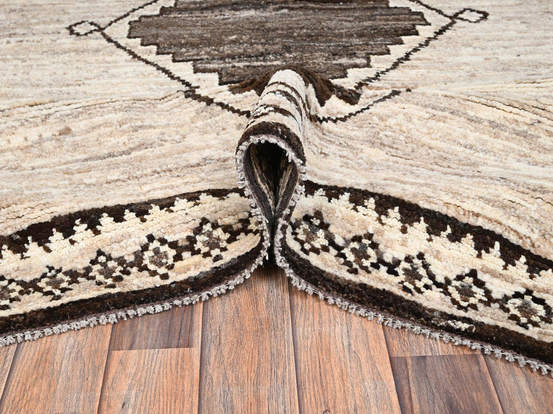 10'4" x 14'2" New Hand Knotted Brown Wool Rectangle Oriental Rug - MOA1022515