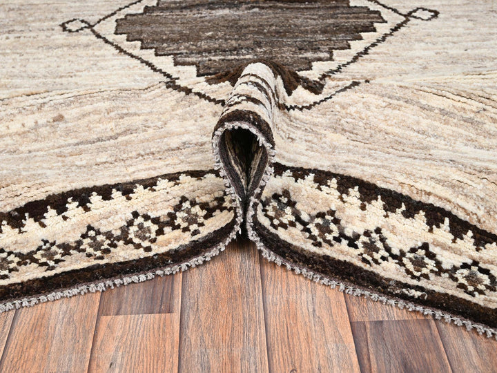 10'4" x 14'2" New Hand Knotted Brown Wool Rectangle Oriental Rug - MOA1022515