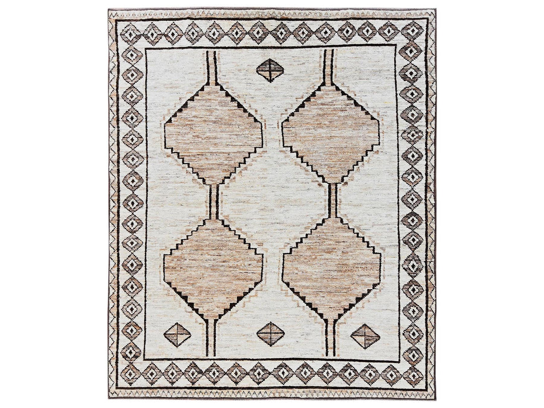 8'4" x 10'1" New Hand Knotted Ivory Wool Rectangle Oriental Rug - MOA1022516