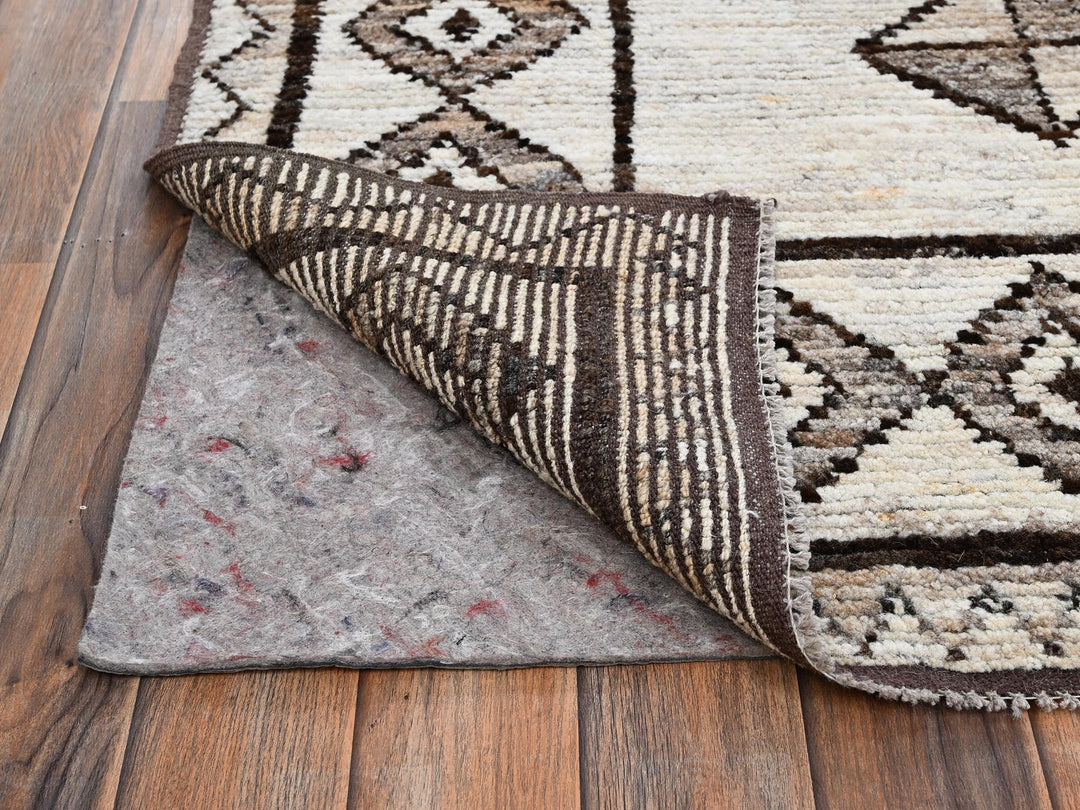 8'4" x 10'1" New Hand Knotted Ivory Wool Rectangle Oriental Rug - MOA1022516