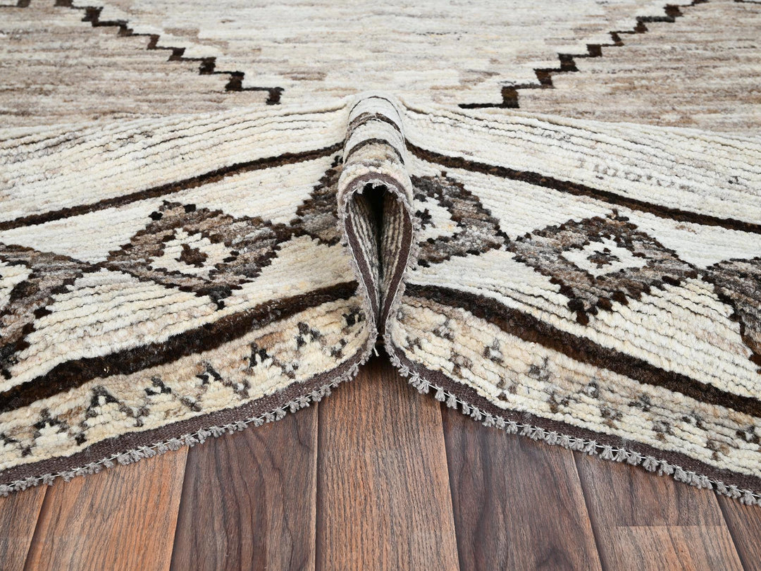 8'4" x 10'1" New Hand Knotted Ivory Wool Rectangle Oriental Rug - MOA1022516