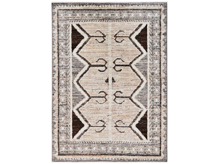 5'2" x 7'1" New Hand Knotted Brown Wool Rectangle Oriental Rug - MOA1022517