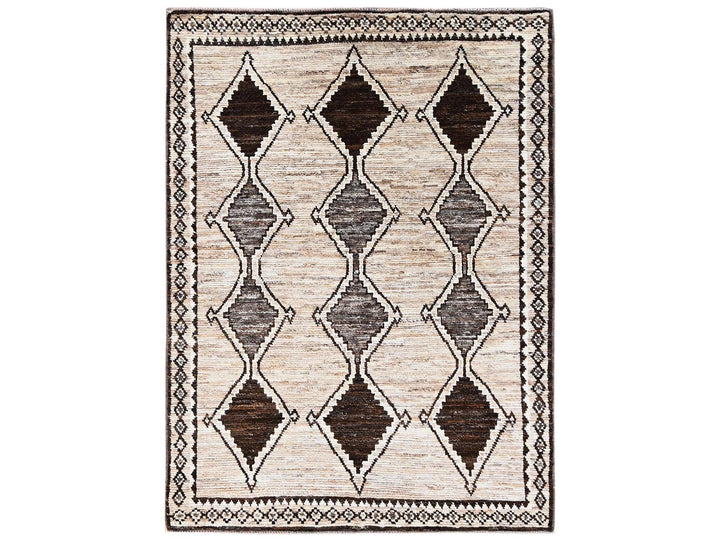 5'3" x 7'1" New Hand Knotted Brown Wool Rectangle Oriental Rug - MOA1022521