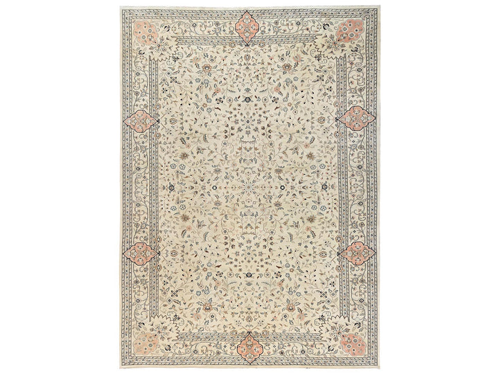 11'11" x 17'5" New Hand Knotted Ivory Wool Rectangle Oriental Rug - MOA1022528