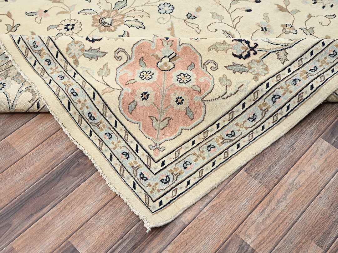 11'11" x 17'5" New Hand Knotted Ivory Wool Rectangle Oriental Rug - MOA1022528