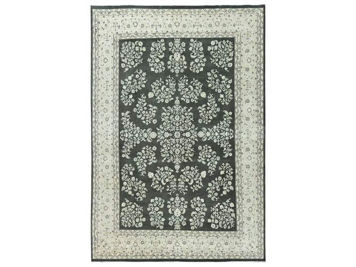 9'8" x 14'2" Vintage Hand Knotted Green Wool Rectangle Oriental Rug - MOA1022529