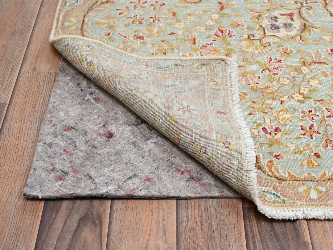 12'3" x 21'1" Vintage Hand Knotted Ivory Wool Rectangle Oriental Rug - MOA1022532