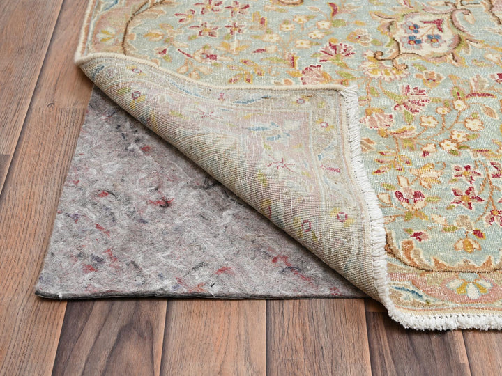 12'3" x 21'1" Vintage Hand Knotted Ivory Wool Rectangle Oriental Rug - MOA1022532