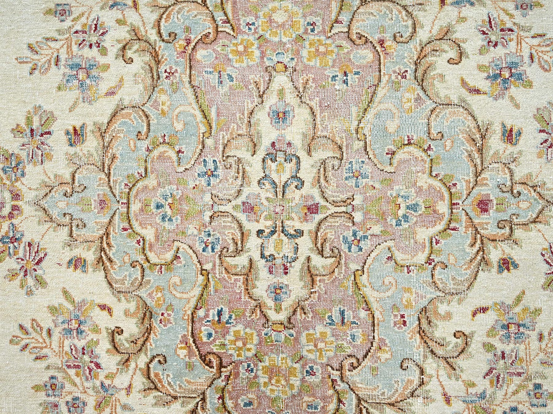 12'3" x 21'1" Vintage Hand Knotted Ivory Wool Rectangle Oriental Rug - MOA1022532