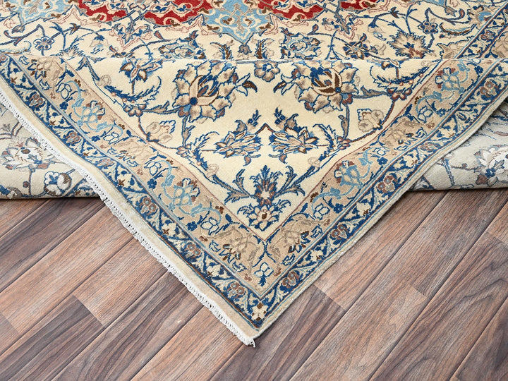 13'5" x 19'4" Vintage Hand Knotted Red Wool & Silk Rectangle Oriental Rug - MOA1022533