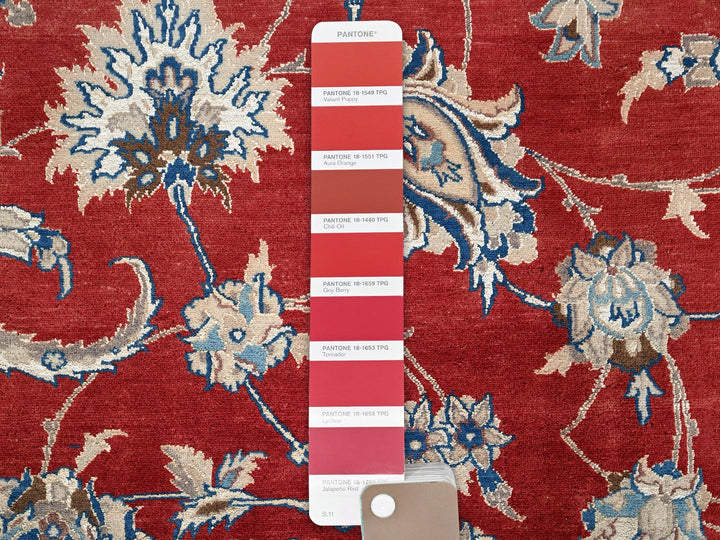 13'5" x 19'4" Vintage Hand Knotted Red Wool & Silk Rectangle Oriental Rug - MOA1022533