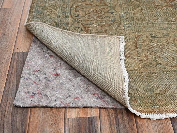9'9" x 12'9" Vintage Hand Knotted Brown Wool Rectangle Oriental Rug - MOA1022534