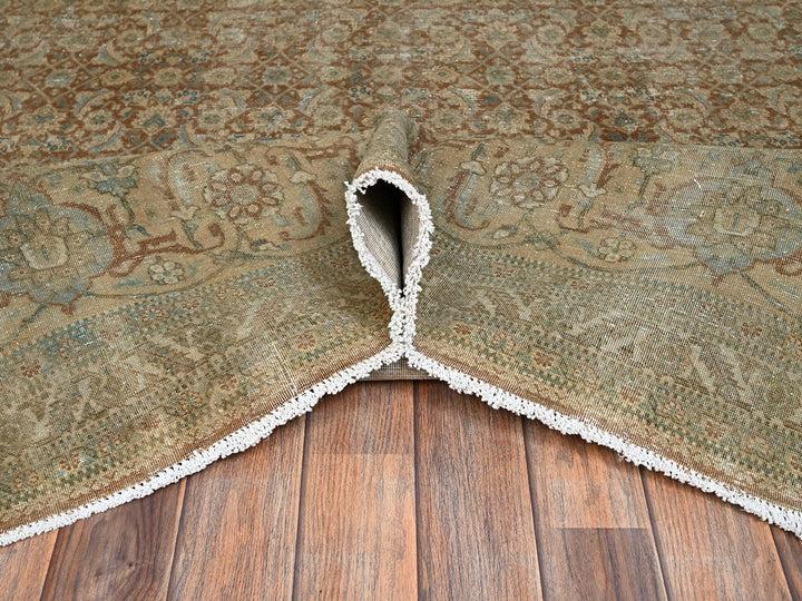 9'9" x 12'9" Vintage Hand Knotted Brown Wool Rectangle Oriental Rug - MOA1022534
