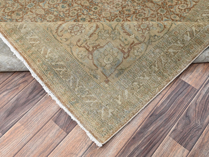 9'9" x 12'9" Vintage Hand Knotted Brown Wool Rectangle Oriental Rug - MOA1022534