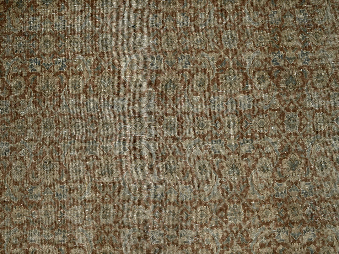 9'9" x 12'9" Vintage Hand Knotted Brown Wool Rectangle Oriental Rug - MOA1022534