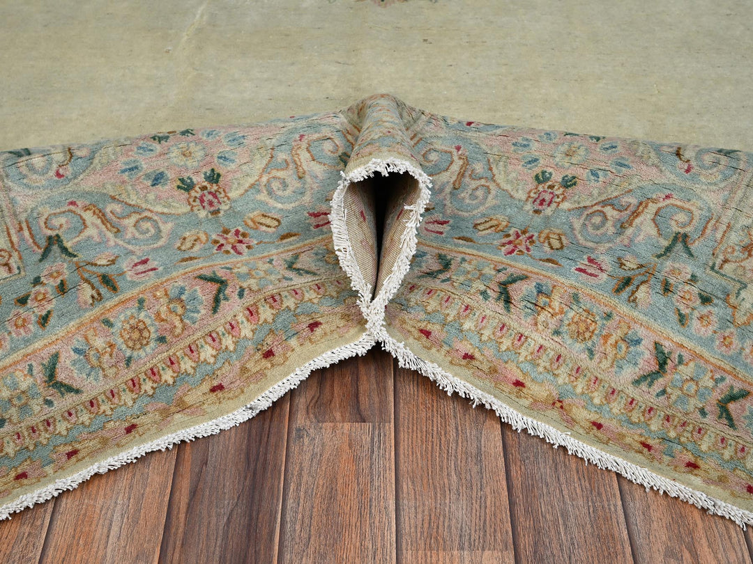 9'3" x 11'9" Vintage Hand Knotted Ivory Wool Rectangle Oriental Rug - MOA1022535