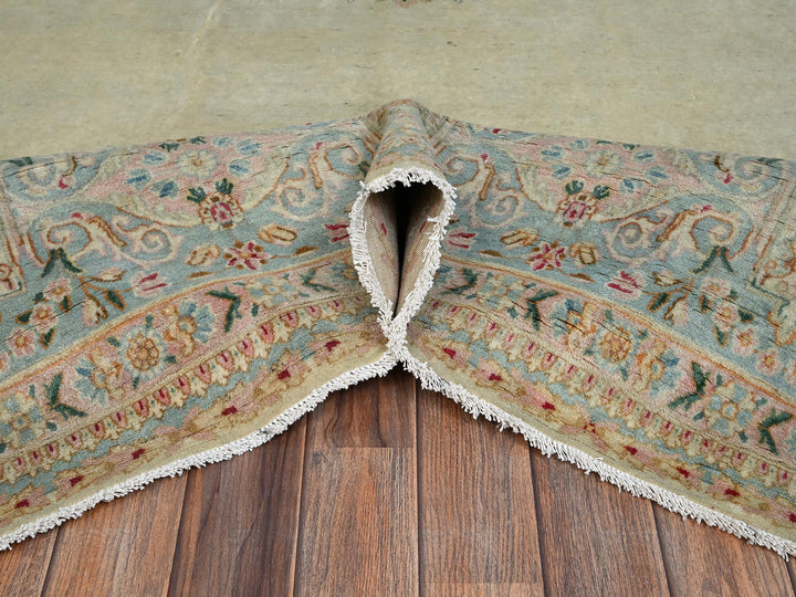 9'3" x 11'9" Vintage Hand Knotted Ivory Wool Rectangle Oriental Rug - MOA1022535