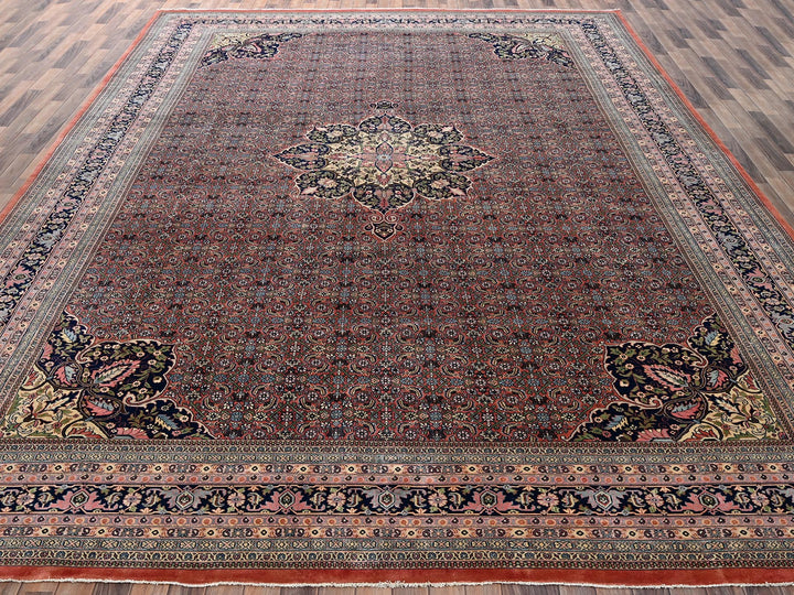 11'9" x 18'0" Vintage Hand Knotted Brown Wool Rectangle Oriental Rug - MOA1022536