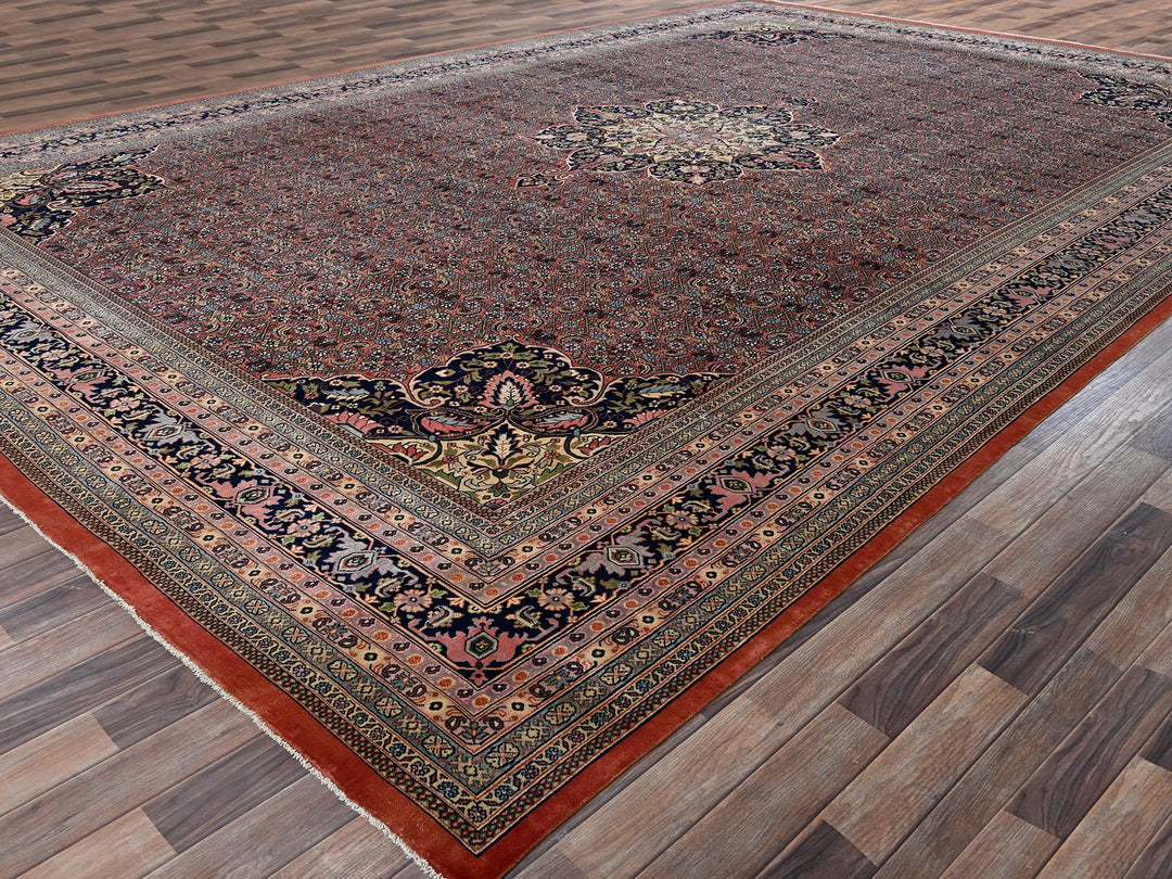 11'9" x 18'0" Vintage Hand Knotted Brown Wool Rectangle Oriental Rug - MOA1022536