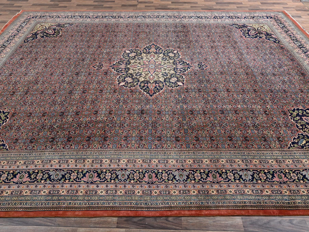 11'9" x 18'0" Vintage Hand Knotted Brown Wool Rectangle Oriental Rug - MOA1022536
