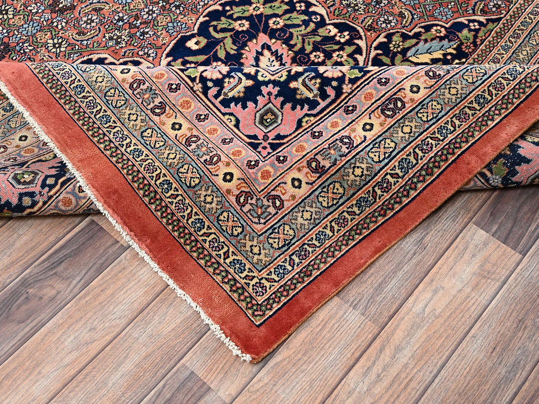 11'9" x 18'0" Vintage Hand Knotted Brown Wool Rectangle Oriental Rug - MOA1022536