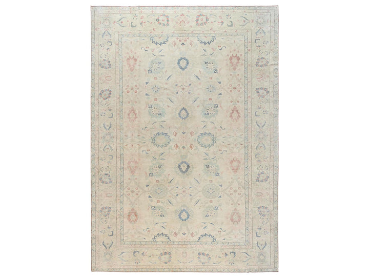 13'5" x 19'3" Vintage Hand Knotted Ivory Wool Rectangle Oriental Rug - MOA1022537