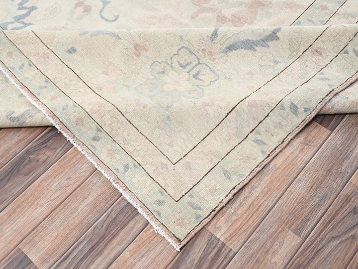 13'5" x 19'3" Vintage Hand Knotted Ivory Wool Rectangle Oriental Rug - MOA1022537