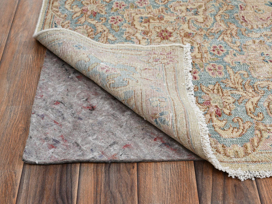 8'7" x 11'10" Vintage Hand Knotted Ivory Wool Rectangle Oriental Rug - MOA1022539