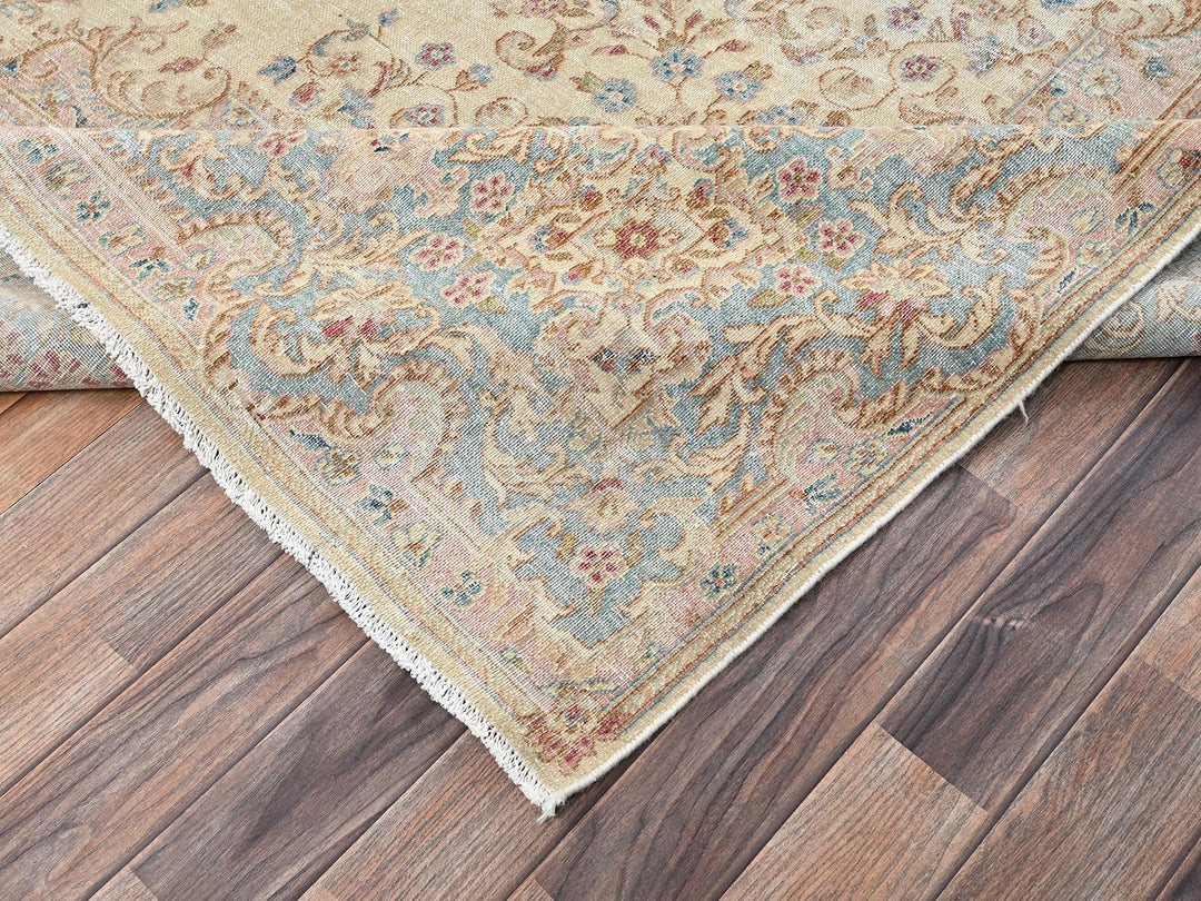 8'7" x 11'10" Vintage Hand Knotted Ivory Wool Rectangle Oriental Rug - MOA1022539