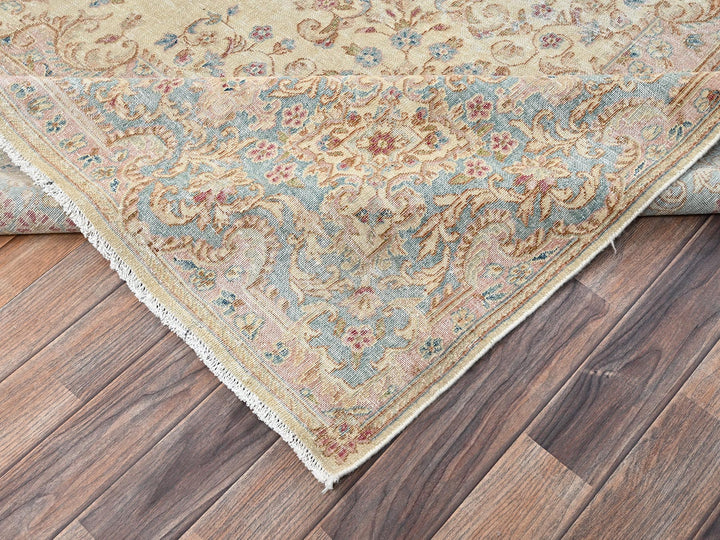 8'7" x 11'10" Vintage Hand Knotted Ivory Wool Rectangle Oriental Rug - MOA1022539