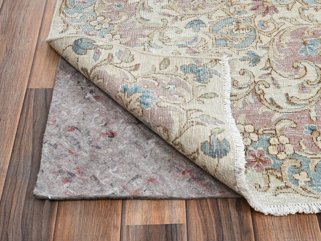 9'11" x 13'9" Vintage Hand Knotted Ivory Wool Rectangle Oriental Rug - MOA1022540