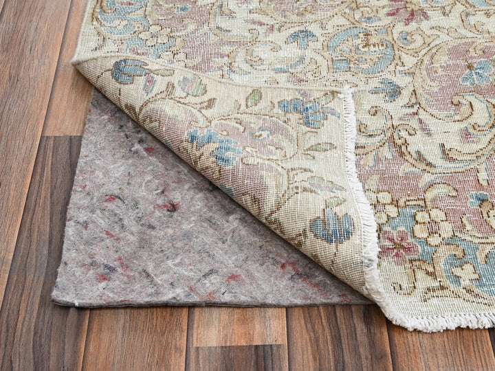 9'11" x 13'9" Vintage Hand Knotted Ivory Wool Rectangle Oriental Rug - MOA1022540