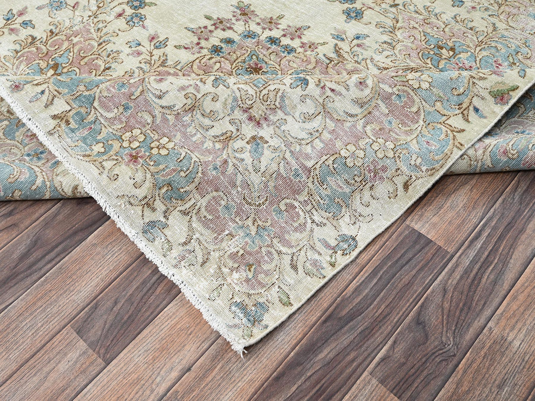9'11" x 13'9" Vintage Hand Knotted Ivory Wool Rectangle Oriental Rug - MOA1022540