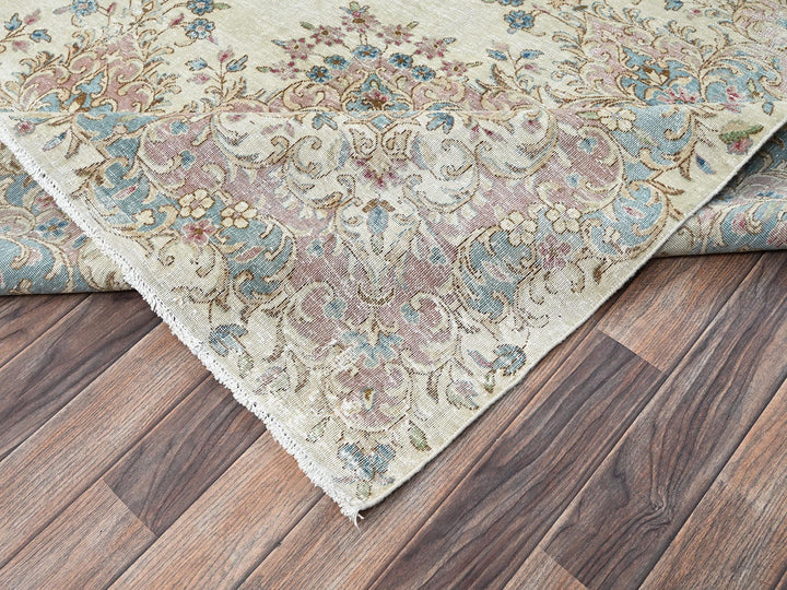 9'11" x 13'9" Vintage Hand Knotted Ivory Wool Rectangle Oriental Rug - MOA1022540